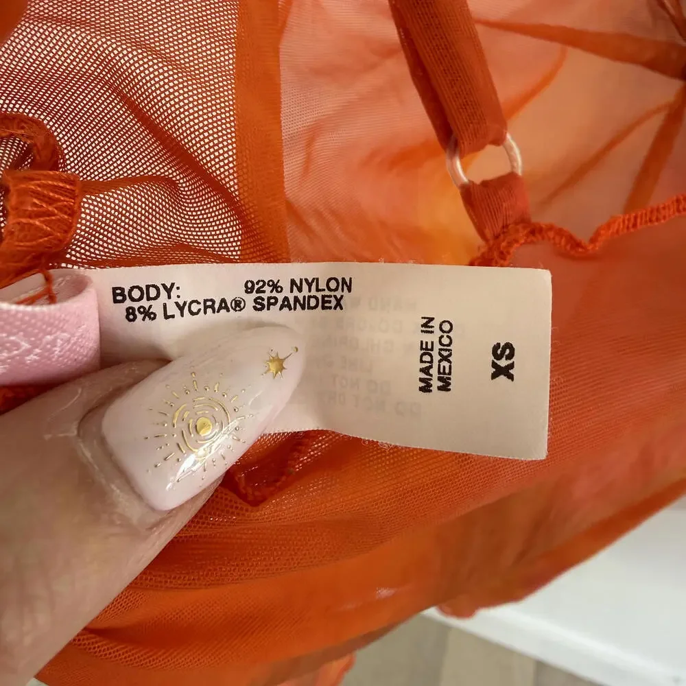 Vintage Y2K Victoria's Secret Orange Sheer Slip Dress XS